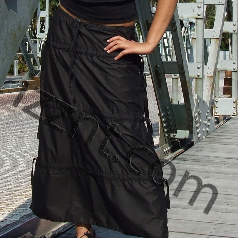 Long Black Cotton Adjustable Skirt NWT